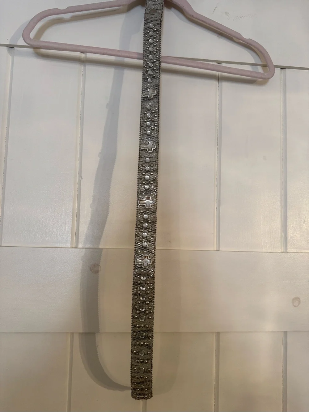 Girls Sparkling Crystal-Embellished Silver Belt